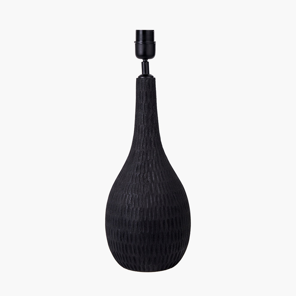 Ioan Black Engraved Wood Bottle Table Lamp - Base Only